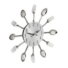 Reloj de pared reloj de cubiertos reloj de comida reloj decorativo plata silencioso reloj de pared cubiertos reloj de