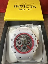 Reloj para hombre W5 Invicta Racing 43,5 mm blanco silicona esfera plateada cuarzo nuevo 69660
