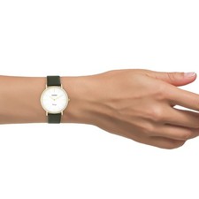 Oozoo Cuero Reloj de Mujer C20227 Análogo Cuarzo Pulsera Oliva Vintage UOC20227