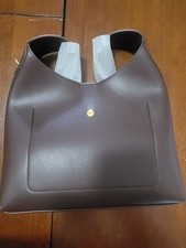 Bolso de hombro hobo de cuero sintético marrón para mujer Bolso estructurado Herrajes dorados Mínimo