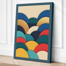 Arte de pared con impresión geométrica en lienzo de arcos rítmicos decoración del hogar listo para colgar