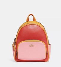 Mochila mini cancha Coach para mujer nueva con etiquetas en cuero rojo Miami Multi