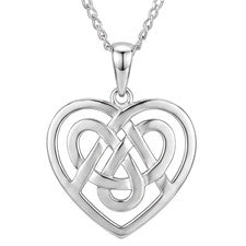 Collar Corazón Celta Plata Esterlina 925 Colgante Cadena 18" Caja Regalo Mujer