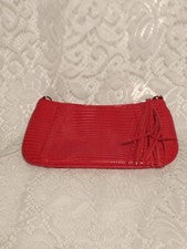 Bolso de Mano Imitación Serpiente con Dijes Cartera Rojo y Plata tblaq1