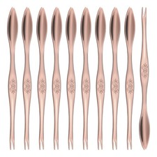 10 piezas tenedores de cangrejo tenedores de mariscos de 6,5" patas de cangrejo utensilios para galletas (oro rosa)