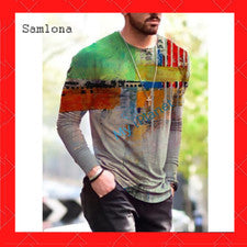 Para hombres Nueva Moda Estampado Simple Camiseta Camisetas Coloridas Informal De Hombre Cami