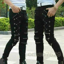 Para hombres Pantalones Góticos Pantalones Ajustados Moda Apretados Punk Pantalones Sólidos Nuevos Lo último