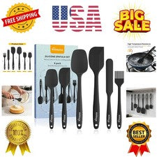Juego de espátulas de silicona, 6 piezas utensilios de cocina de grado alimenticio con cepillo de silicona...
