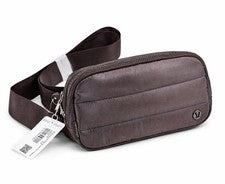 Bolso Bandolera Cinturón 1L Marrón Acolchado Puffer Paquete Cintura Nylon Correa Ajustable