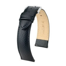 Correa de reloj en negro, piel de becerro, clásica de HIRSCH - 10 anchos
