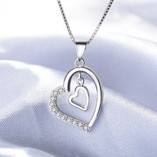 Colgante Doble Corazón Plata Esterlina 925 Joyería Collar Cadena Mujer Regalo Reino Unido