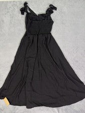Nuevo Vestido SHEIN Para Mujer Mediano Negro Largo Abertura Corbata Correas Elastizadas Espalda