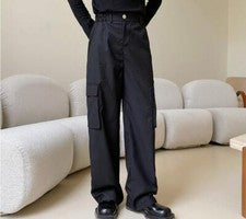 Para hombres Otoño Moda Informal Suelto Traje Pantalones Juveniles Multi-bolsillo Carga Pantalones