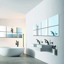 Pegatinas Espejo Azulejo Pegatinas Pared 0.2mm Plata Cuadrado Espejo Decoración Hogar