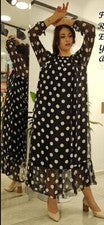 ¡OFERTA! Vestido Negro Lunares 100% Seda Italia UNO S/Z US 8/16