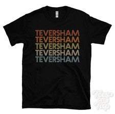 CAMISETA TEVERSHAM ESTILO RETRO REPETIDO Hombre y Mujer Novedad Genial Nombre Regalo