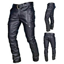 Pantalones de cuero PU de moda para hombre Steampunk gótico retro pantalones de moto
