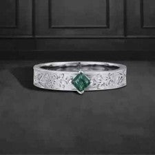 Anillo de compromiso de ágata musgo verde, joyería hecha a mano de piedras preciosas de plata de ley 925