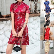 Kurzes Cheongsam Kleid Damen Retro Partykleidung Polyester ganzjährig