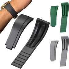 Correa de reloj de goma de 20 mm negra verde gris para Rolex Submariner Daytona Oysterflex