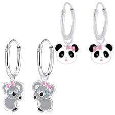 O&S Niños Pendientes Criollos Plata 925 Panda o Koala Charm Colgante Regalo