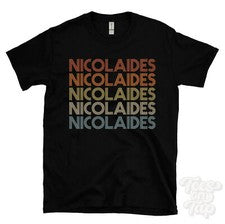 CAMISETA NICOLAIDES ESTILO RETRO REPETIDO Hombre y Mujer Novedad Genial Nombre Regalo