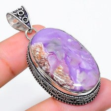 Colgante de joyería de plata de ley 925 hecho a mano con piedras preciosas rusas naturales