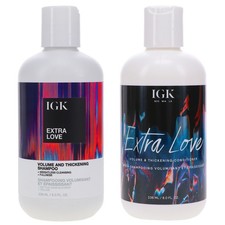 Champú espesante y volumen IGK Extra Love paquete combinado de 8 oz y acondicionador de 8 oz