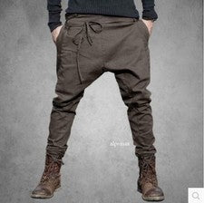 Pantalones Largos de Moda para Hombres Entrepierna Caída Ropa de Calle Informal Harén Hip Hop Pantalones Nuevos