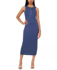 Vestido midi ceñido al cuerpo de algodón azul XL azul XL para mujer 1.STATE NUEVO CON ETIQUETAS Moda de verano