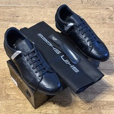 PIEL Tampa 3B Para hombres Cuero Con Cordones Entrenadores Tenis Reino Unido 9.5 UE 43 Negro Informal