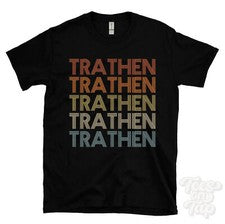 CAMISETA ESTILO RETRO REPETIDO TRATHEN Hombre y Mujer Novedad Genial Nombre Regalo