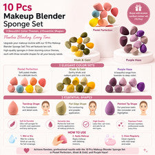 Pack de 10 Esponja Tampón Aplicador de Maquillaje de Belleza Base Batidora Conjunto Impecable.