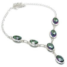 Collar de joyería de plata de ley 925 hecho a mano con piedras preciosas de topacio místico tamaño 18"