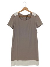 Vestido de verano mujer Un Deux Trois manga corta elegante marrón blanco talla 36
