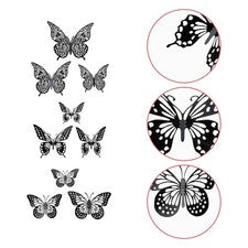 36 piezas Textura metálica Mariposas Decoración de pared 3D Mariposas Adorno Decoración del hogar