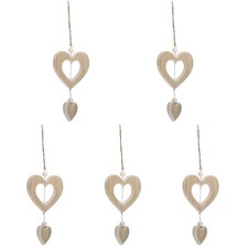 5 piezas Delicado Corazón de Madera Colgante Decoración Uso en el Hogar Colgante Decoración Madera Colgante