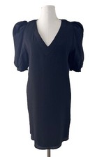 VESTIDO BB Dakota Steve Madden Mujer Grande Negro Forrado Cuello en V Arrugado Nuevo con Etiquetas
