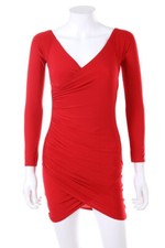 Vestido MISSGUIDED mini efecto envolvente fruncido D 36 rojo NUEVO