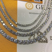 Collar de cadena de tenis moissanita de 3-6,5 mm -VVS D- ¡Plata de ley 925 al por mayor!!