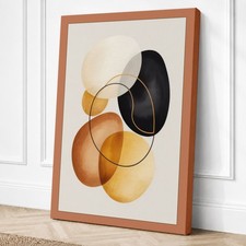 Formas circulares en lienzo abstracto dorado arte de pared decoración del hogar listo para colgar