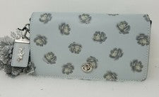 🌟🌷 Bandolera Coach Dinky Estampado Rosa Brillo En Azul Cielo/Plata**AUTÉNTICA** NUEVA CON ETIQUETAS