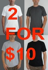 2 por $10 Camisetas Calidad Moda Hombre Negro Carbón Gris Blanco- S, M, L, XL