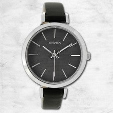 Oozoo Reloj De Pulsera Para Dama Timepieces Analógico De Cuero Negro UOC9139A