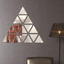 16 Piezas Acrílico Arte Adhesivo Espejo Decoración Pared Triángulo Patrón para Hogar Oficina