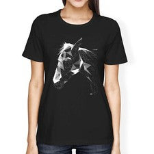 Camiseta 1Tee para mujer holgada origami abstracto caballo