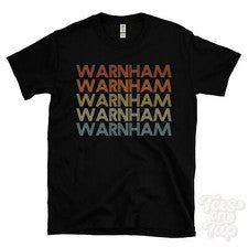 CAMISETA WARNHAM ESTILO RETRO REPETIDO Hombre y Mujer Novedad Genial Nombre Regalo