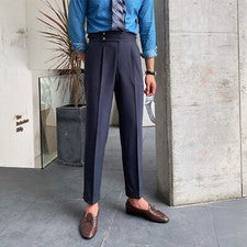 Pantalones rectos de cintura alta de negocios Gurkha estilo vintage de Nápoles para hombre
