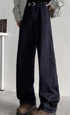 Moda Retro Para hombres Pierna Recta Pantalones de mezclilla Azul Clásicos Calce Relajado