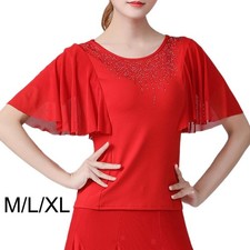 Elegante Mujer Camisetas Baile Mangas Campana Manga Corta para